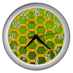 Hexagon Windows Wall Clock (silver) by essentialimage365