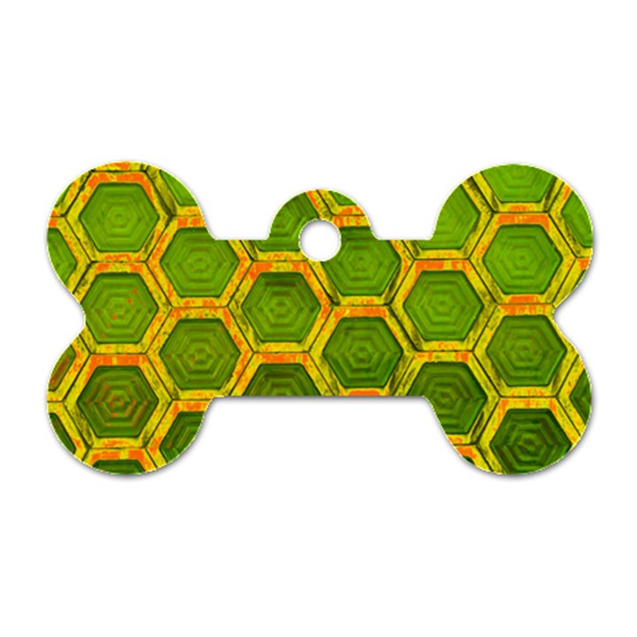 Hexagon Windows Dog Tag Bone (Two Sides)