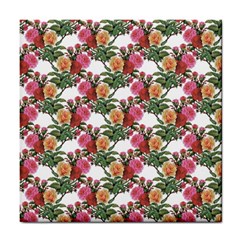 Flowers Pattern Tile Coaster by goljakoff