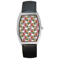 Flowers Pattern Barrel Style Metal Watch by goljakoff