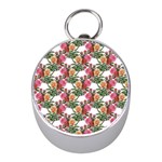 Flowers pattern Mini Silver Compasses Front