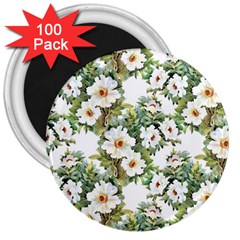 White Flowers 3  Magnets (100 Pack) by goljakoff