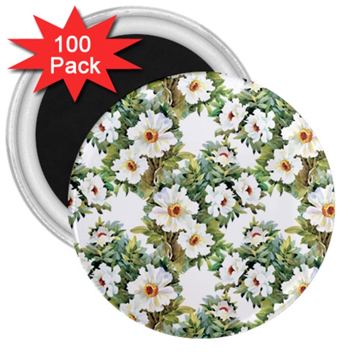 White flowers 3  Magnets (100 pack)