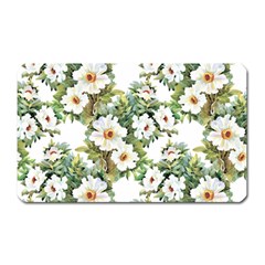 White Flowers Magnet (rectangular) by goljakoff