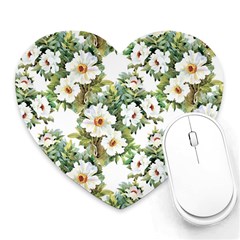 White Flowers Heart Mousepads by goljakoff