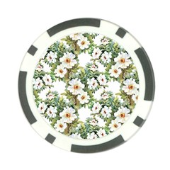 White Flowers Poker Chip Card Guard by goljakoff