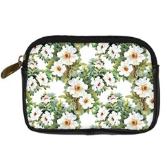 White Flowers Digital Camera Leather Case by goljakoff