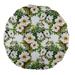 White Flowers Large 18  Premium Round Cushions by goljakoff