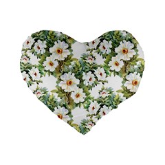 White Flowers Standard 16  Premium Heart Shape Cushions by goljakoff