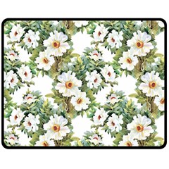 White Flowers Double Sided Fleece Blanket (medium)  by goljakoff