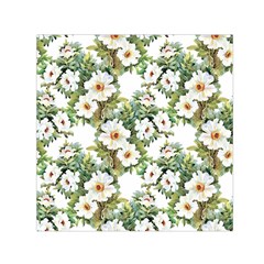 White Flowers Small Satin Scarf (square) by goljakoff