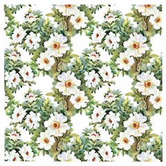 White Flowers Wooden Puzzle Square by goljakoff