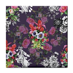 Purple Flowers Tile Coaster by goljakoff