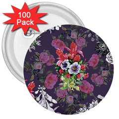 Purple Flowers 3  Buttons (100 Pack)  by goljakoff