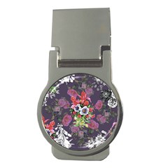 Purple Flowers Money Clips (round)  by goljakoff