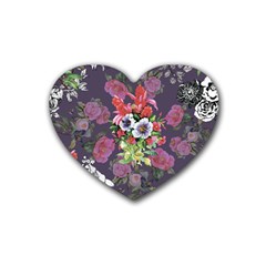 Purple Flowers Rubber Coaster (heart)  by goljakoff