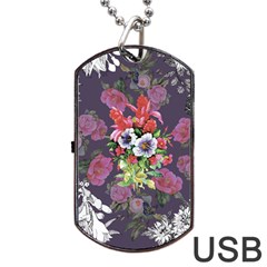 Purple Flowers Dog Tag Usb Flash (two Sides) by goljakoff