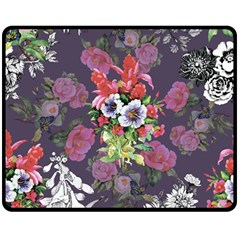 Purple Flowers Double Sided Fleece Blanket (medium)  by goljakoff