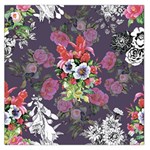 Purple flowers Large Satin Scarf (Square) Front