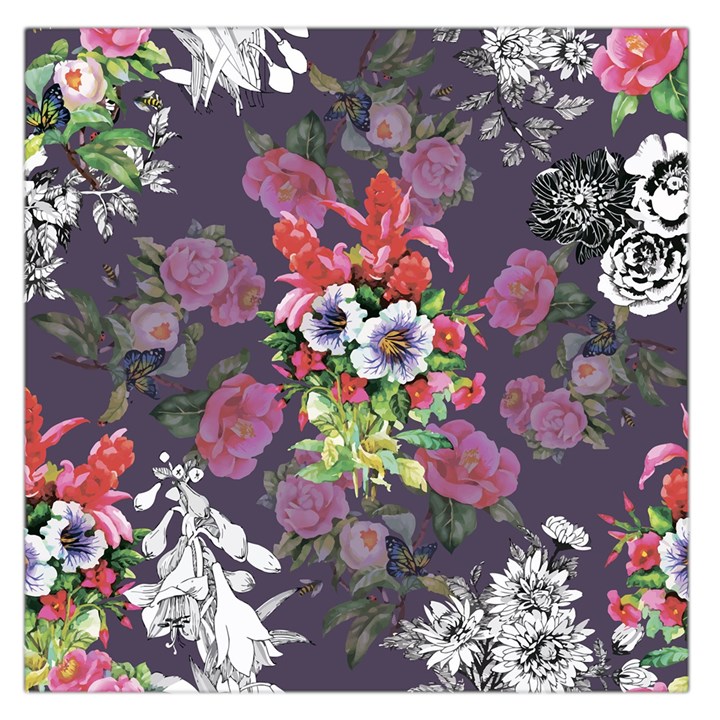 Purple flowers Large Satin Scarf (Square)