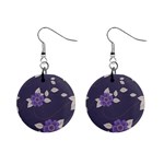 Purple flowers Mini Button Earrings Front