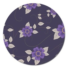 Purple Flowers Magnet 5  (round) by goljakoff