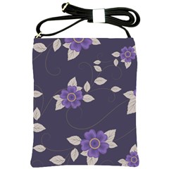 Purple Flowers Shoulder Sling Bag by goljakoff