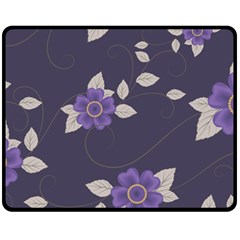 Purple Flowers Double Sided Fleece Blanket (medium)  by goljakoff