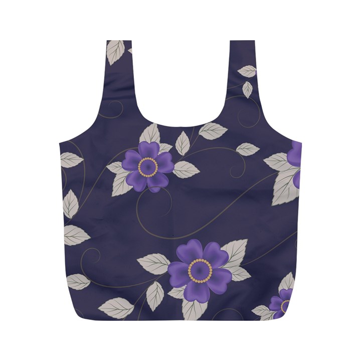 Purple flowers Full Print Recycle Bag (M)