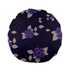 Purple Flowers Standard 15  Premium Flano Round Cushions by goljakoff