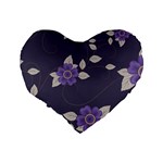 Purple flowers Standard 16  Premium Flano Heart Shape Cushions Back