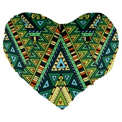 Native Mandala Large 19  Premium Flano Heart Shape Cushions by goljakoff