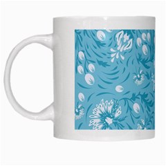 Blue White Flowers White Mugs by Eskimos