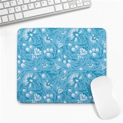 Blue White Flowers Large Mousepads by Eskimos