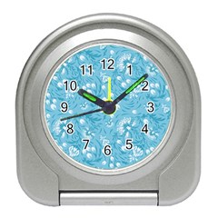 Blue White Flowers Travel Alarm Clock by Eskimos