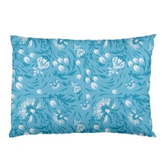 Blue White Flowers Pillow Case by Eskimos