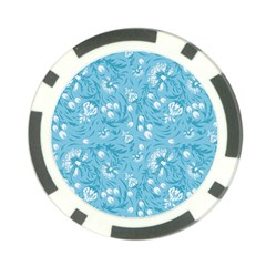 Blue White Flowers Poker Chip Card Guard (10 Pack) by Eskimos