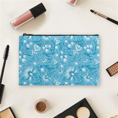 Blue White Flowers Cosmetic Bag (medium) by Eskimos