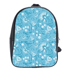 Blue White Flowers School Bag (large) by Eskimos