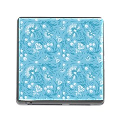 Blue White Flowers Memory Card Reader (square 5 Slot) by Eskimos