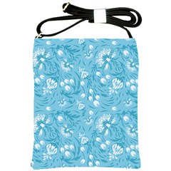 Blue White Flowers Shoulder Sling Bag by Eskimos