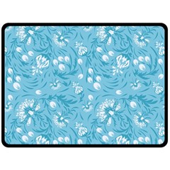 Blue White Flowers Fleece Blanket (large)  by Eskimos