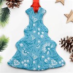 Blue white flowers Christmas Tree Ornament (Two Sides) Front