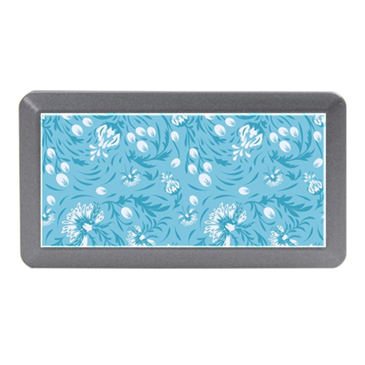 Blue white flowers Memory Card Reader (Mini)