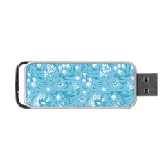 Blue White Flowers Portable Usb Flash (one Side) by Eskimos