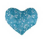 Blue white flowers Standard 16  Premium Heart Shape Cushions Front