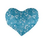 Blue white flowers Standard 16  Premium Heart Shape Cushions Back