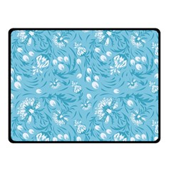 Blue White Flowers Double Sided Fleece Blanket (small)  by Eskimos