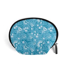 Blue White Flowers Accessory Pouch (small) by Eskimos