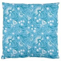 Blue White Flowers Standard Flano Cushion Case (one Side) by Eskimos